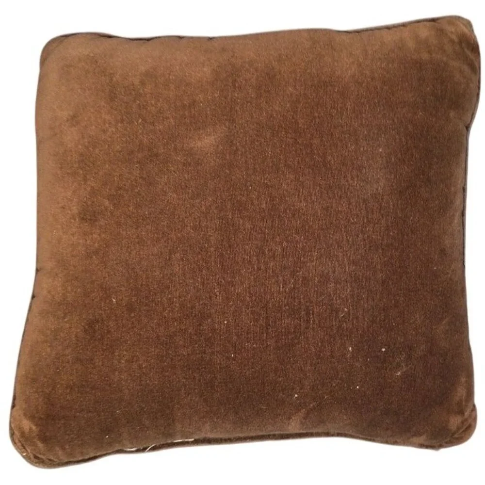 Needlepoint‎ Throw Pillow Yorkshire Terrier 9” X 8” Brown Back Handmade
